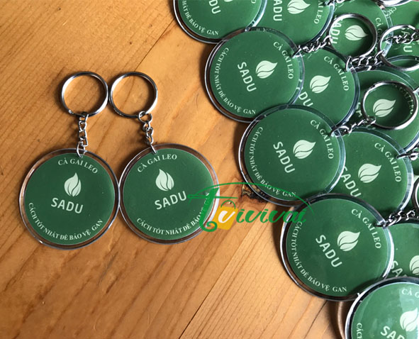 Móc khóa tròn mica dẻo – quà khuyến mại Cà gai leo SADU