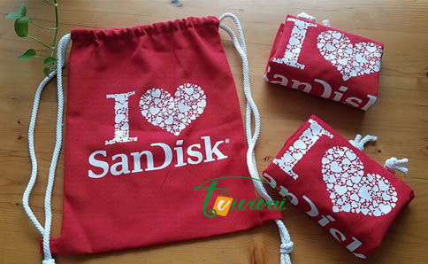Ba lô rút dây vải bố quà tặng-khách hàng SANDISK