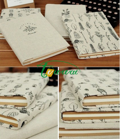 Bọc sổ bằng vải in hình họa tiết VINTAGE CỔ ĐIỂN