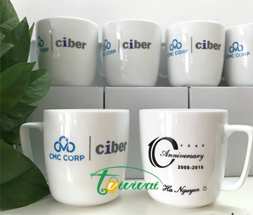 Cốc sứ quà tặng-khách hàng CMC CIBER