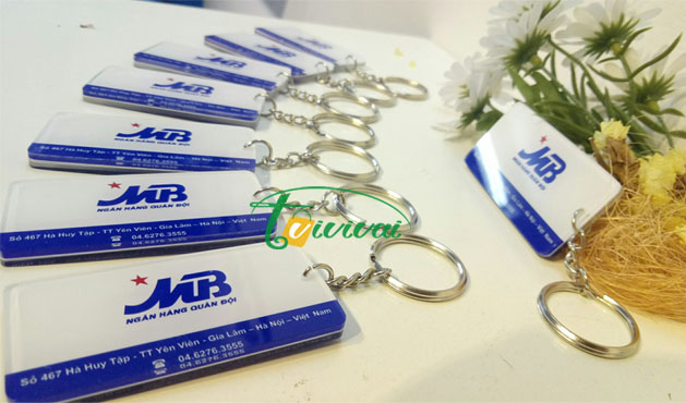 Móc khóa mica quà tặng chữ nhật-khách hàng MB BANK