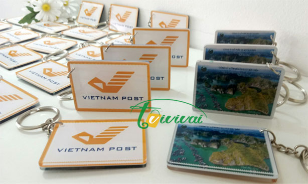 Móc khóa mica quà tặng chữ nhật-khách hàng VN POST