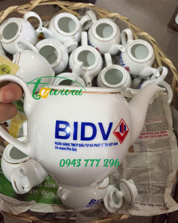 Bộ quà ấm chén sứ quà tặng cao cấp – NGÂN HÀNG BIDV