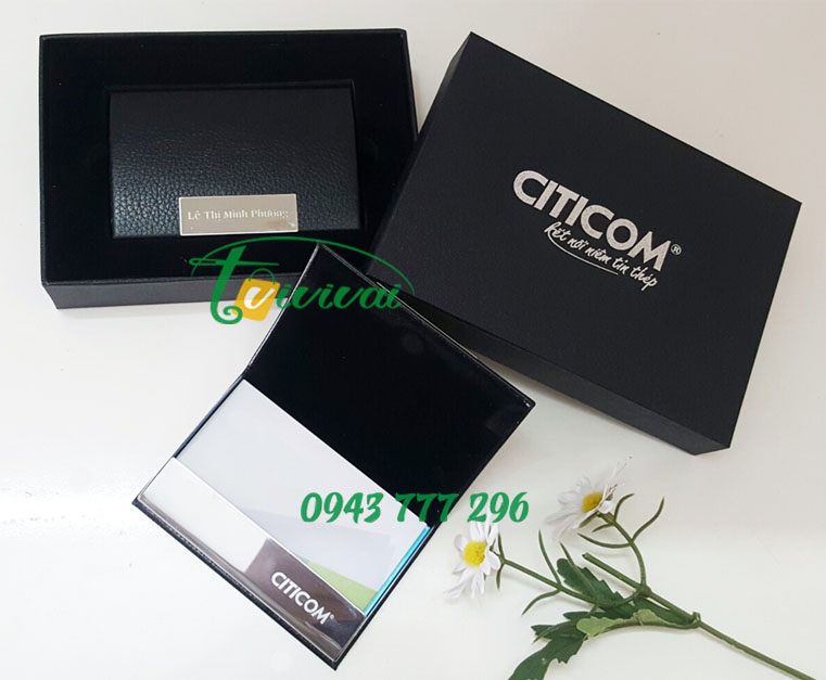 Hộp namecard kim loại phối da quà tặng cao cấp – khách hàng CITICOM