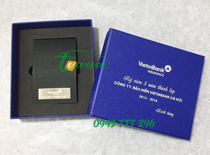 Hộp namecard kim loại phối da quà tặng cao cấp – CÔNG TY BẢO HIỂM VIETIN BANK