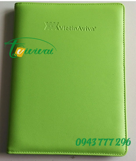 Sổ bìa da gáy dán cao cấp – khách hàng VIETIN AVIVA