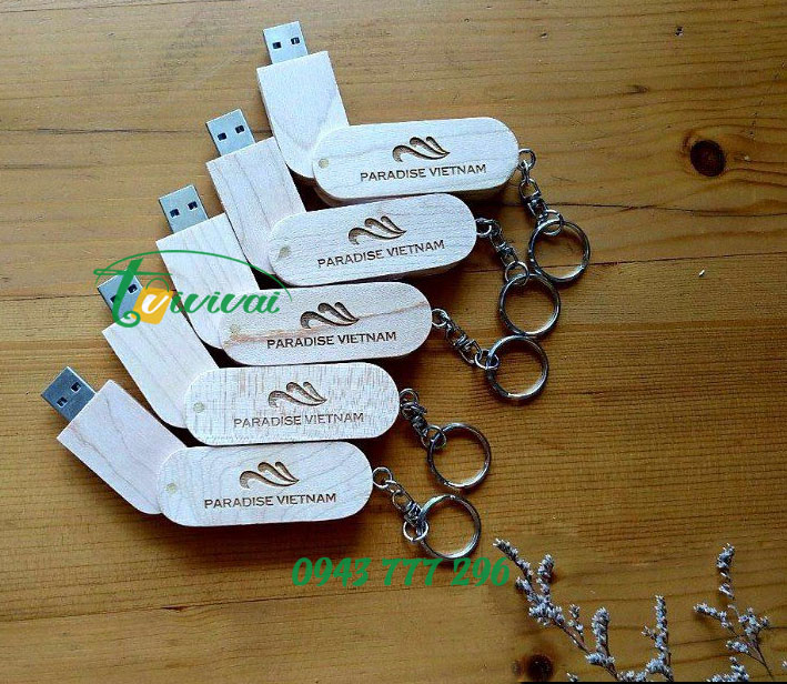 USB Gỗ xoay khắc logo – khách hàng PARADISE VIỆT NAM