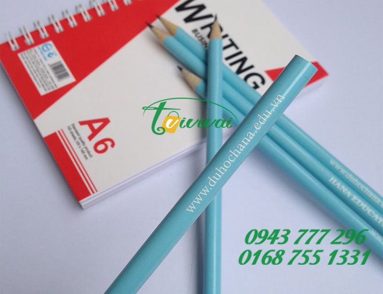 Bút chì gỗ tròn in logo – khách hàng DU HỌC HANA – HANA EDUCATION
