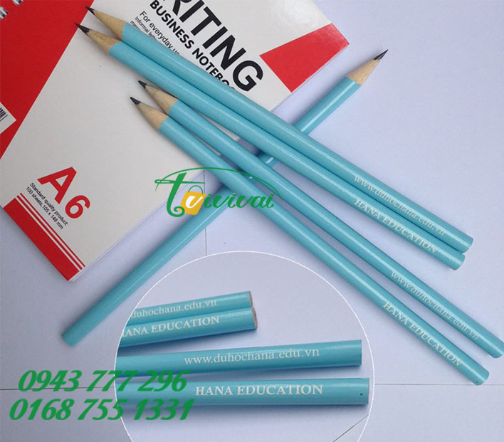 Bút chì gỗ tròn in logo - khách hàng DU HỌC HANA - HANA EDUCATION
