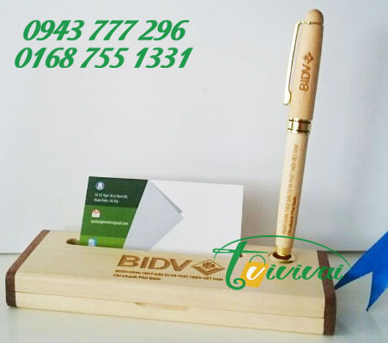 Bộ bút ký và hộp gỗ khắc laser quà tặng cao cấp – NGÂN HÀNG BIDV CN PHÚ QUỐC