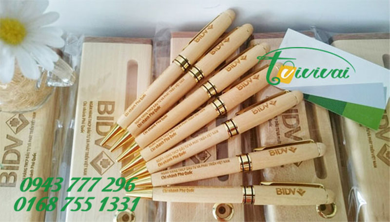 Bộ bút ký và hộp gỗ khắc laser quà tặng cao cấp - NGÂN HÀNG BIDV CN PHÚ QUỐC