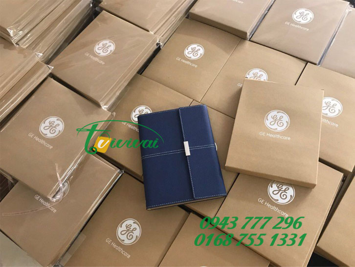Sổ bìa da gáy còng quà tặng cao cấp - khách hàng CTY TNHH GE HEALTHCARE VIỆT NAM