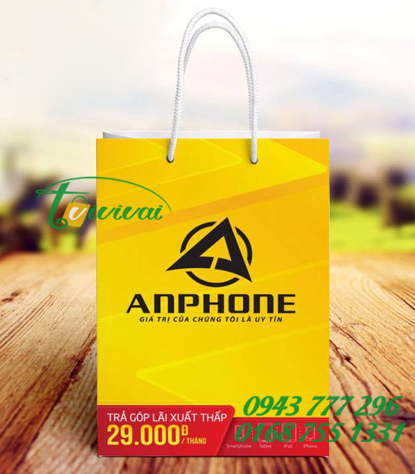 Túi giấy quảng cáo in thương hiệu – khách hàng AN PHONE STORE