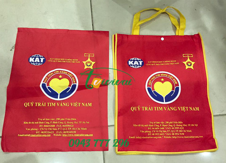 Túi vải không dệt quà tặng – khách hàng KAT GROUP – QUỸ TRÁI TIM VÀNG VIỆT NAM